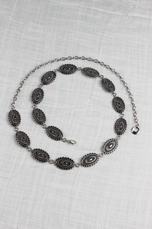 Vintage Western Chain Belt – Signature Oval Buckle: Antique Silver