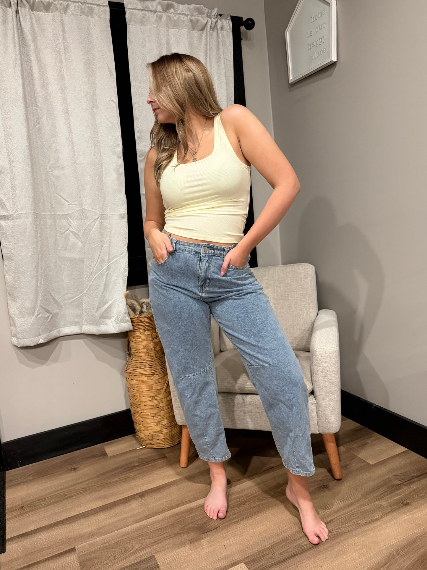 Ribbed Tight Fit Summer Cami Tank Tops: Yellow / M