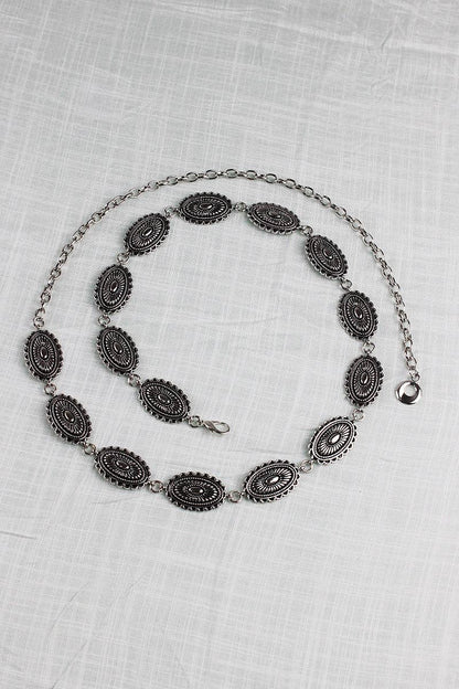 Vintage Western Chain Belt – Signature Oval Buckle: Antique Silver