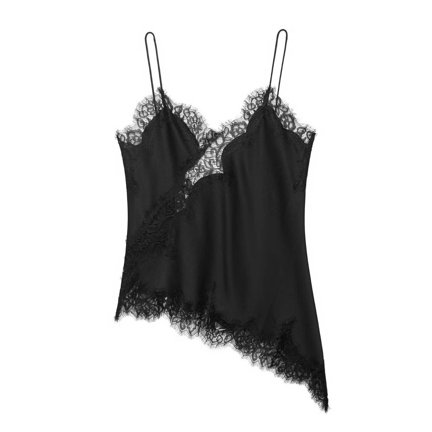 Fashionable Lace Splice Trim Camisole: White / S