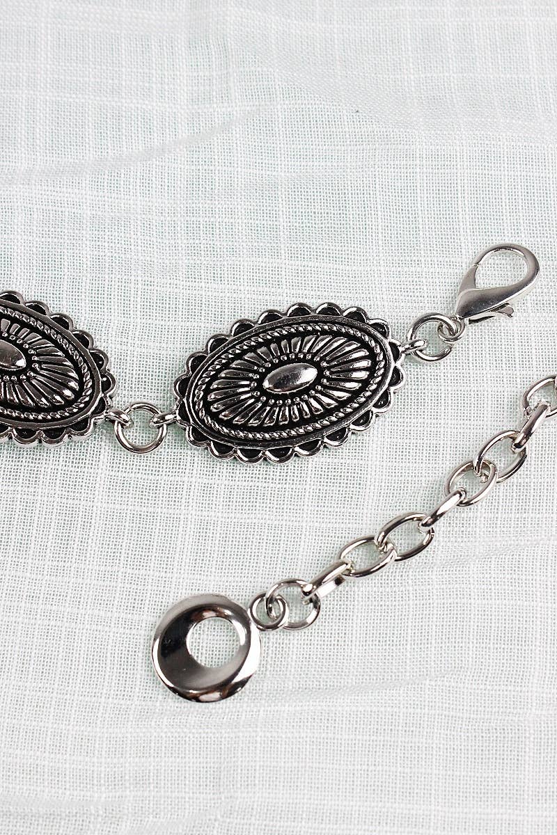 Vintage Western Chain Belt – Signature Oval Buckle: Antique Silver