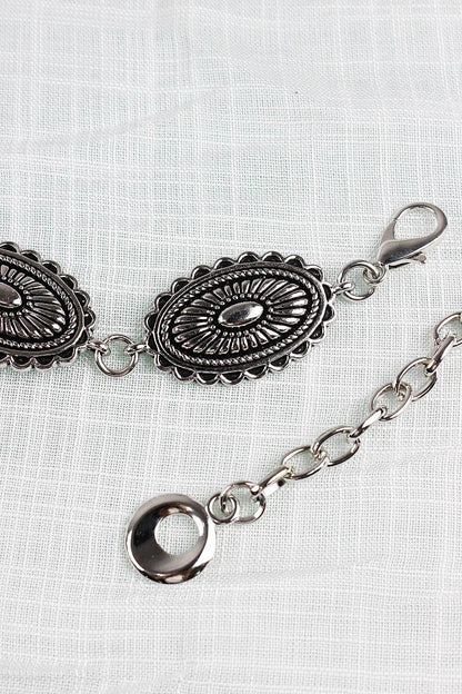 Vintage Western Chain Belt – Signature Oval Buckle: Antique Silver