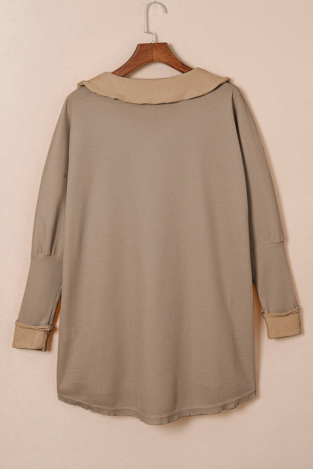 Waffle Knit Buttoned Long Sleeve
