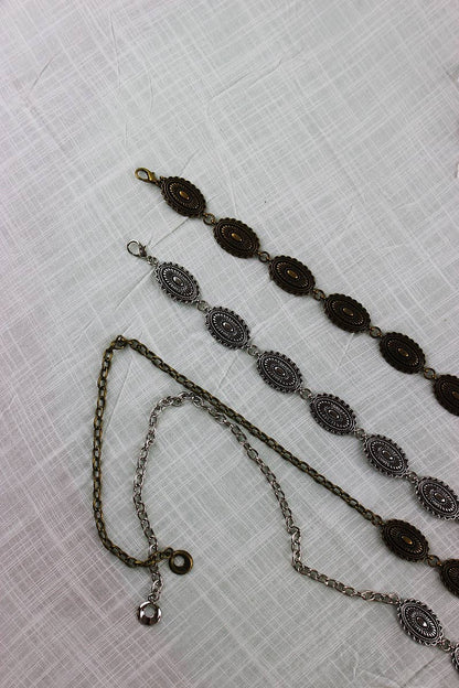Vintage Western Chain Belt – Signature Oval Buckle: Antique Silver