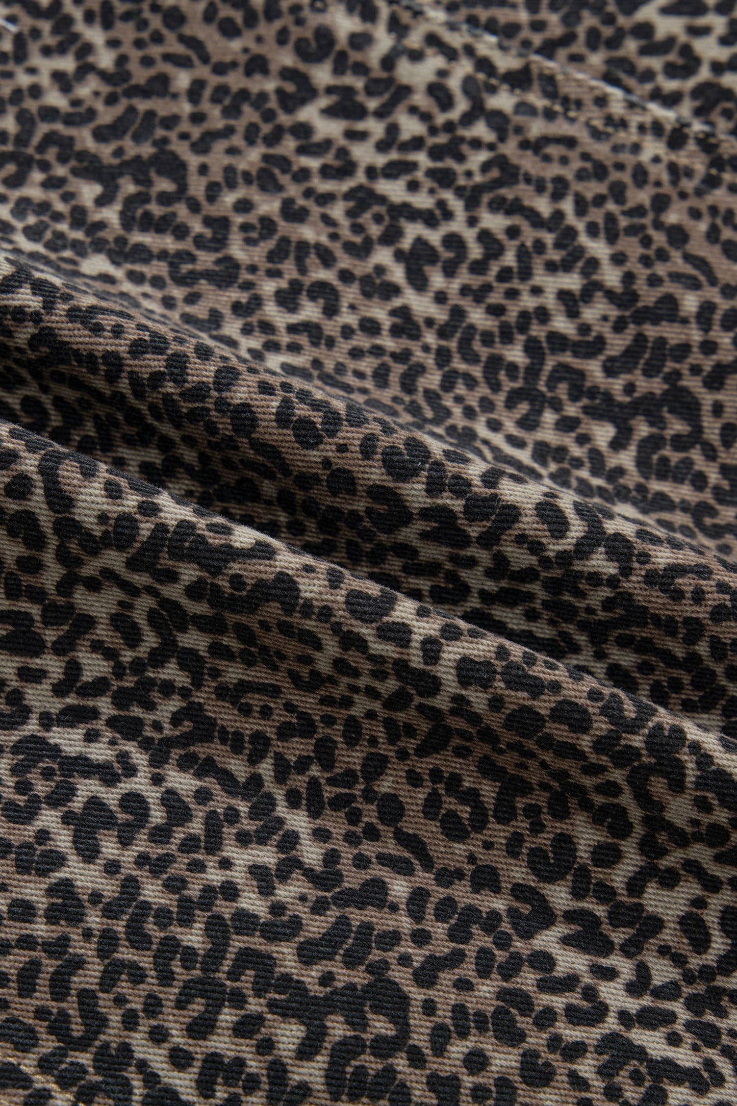 Leopard Print Button-Front Sleeveless Slim Denim Vest: Brown / Missy / XL