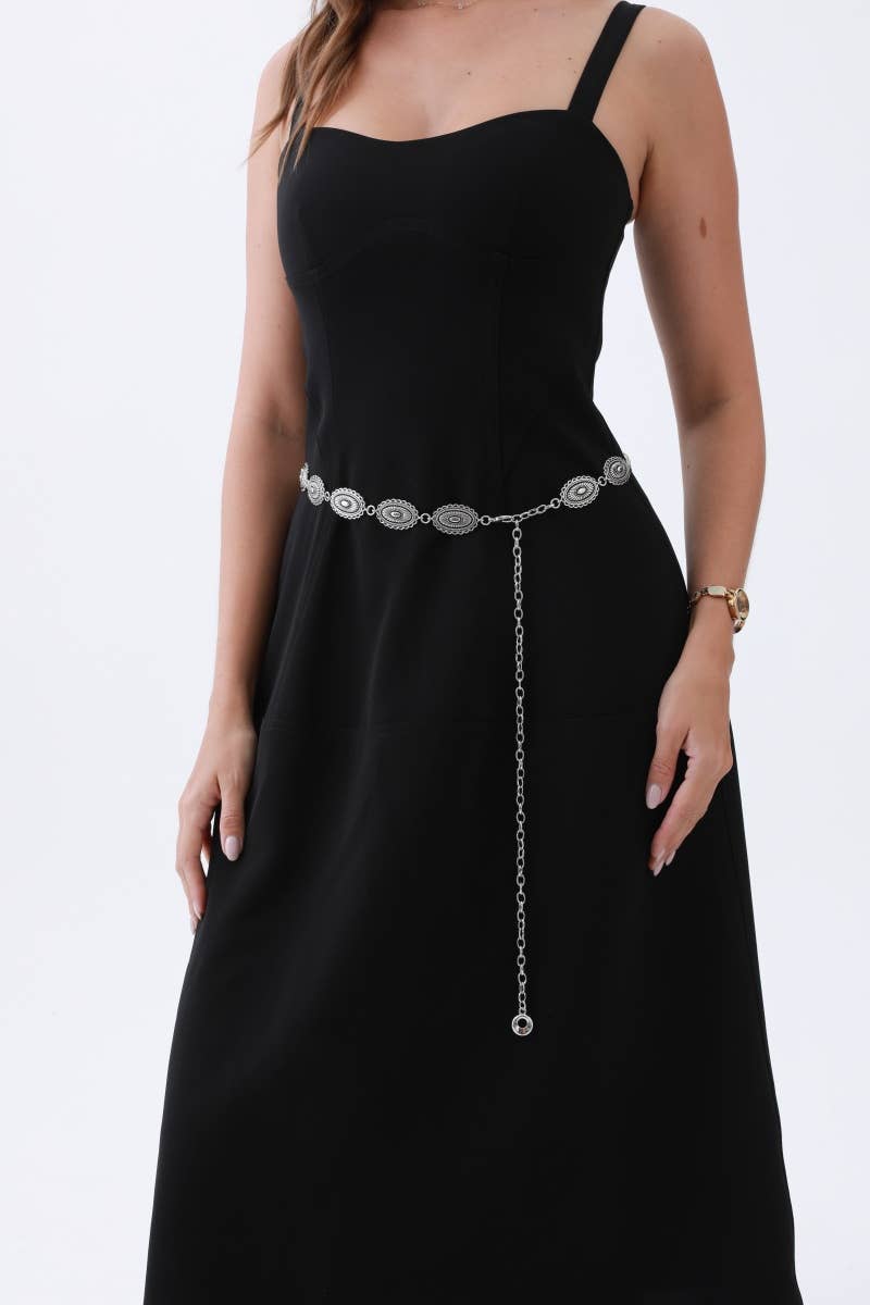 Vintage Western Chain Belt – Signature Oval Buckle: Antique Silver