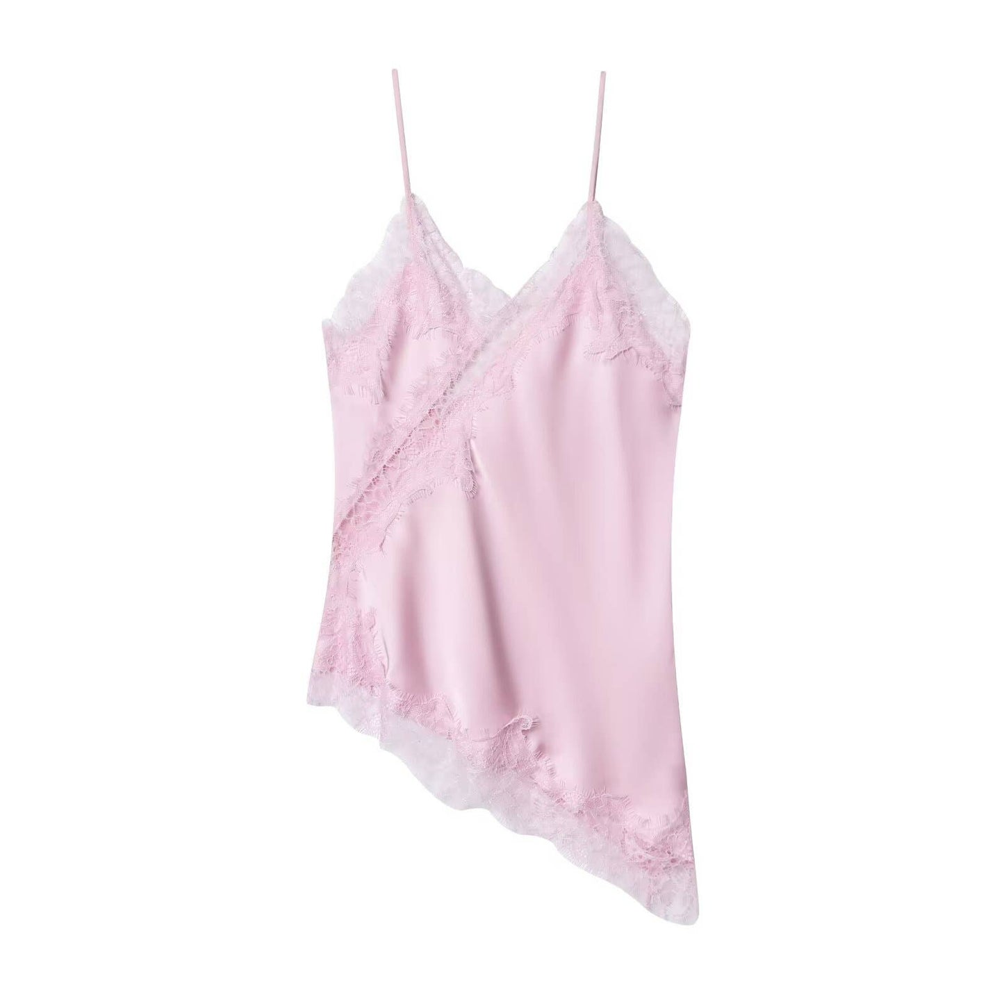 Fashionable Lace Splice Trim Camisole: White / S