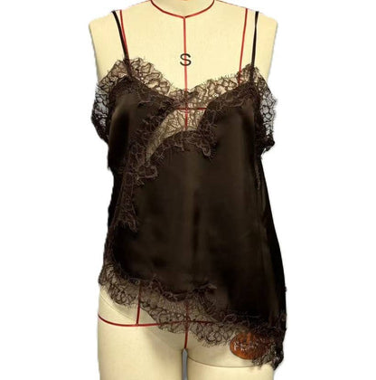 Fashionable Lace Splice Trim Camisole: White / S