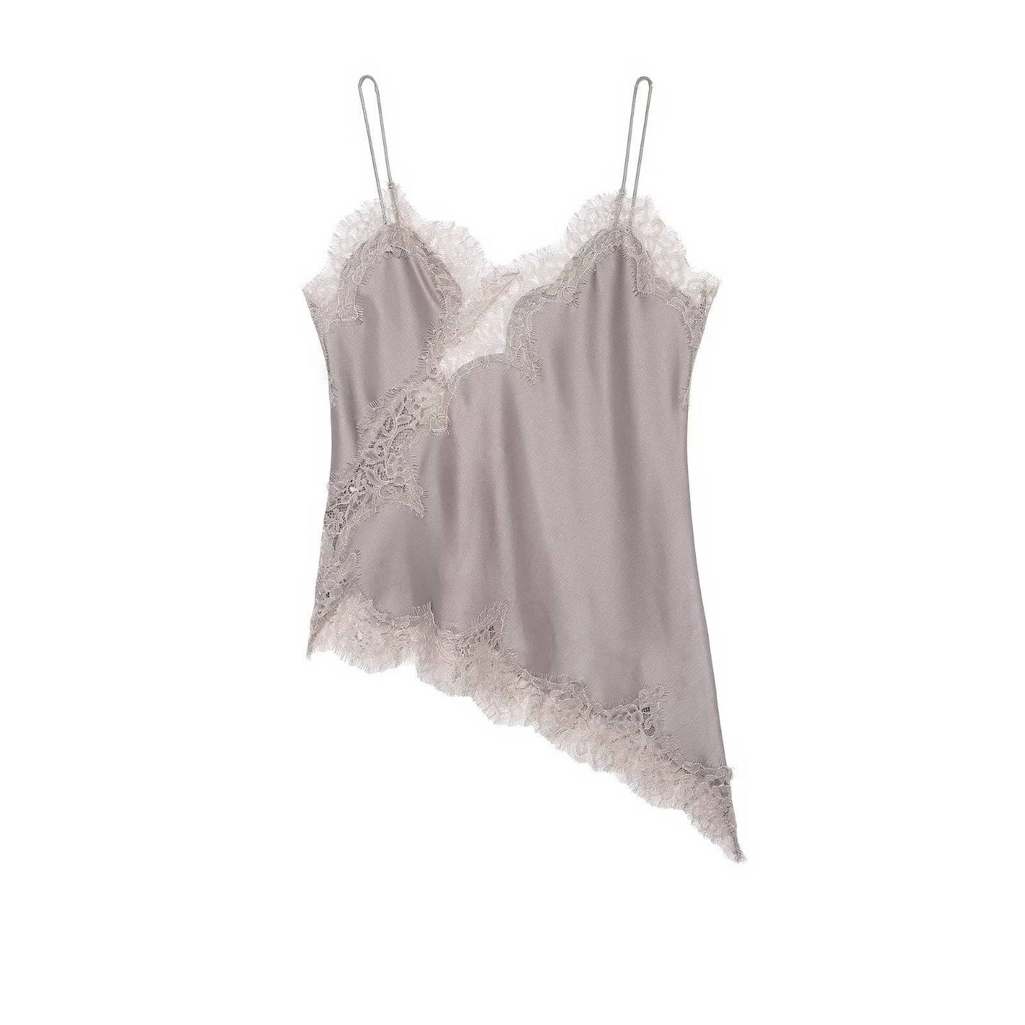 Fashionable Lace Splice Trim Camisole: White / S