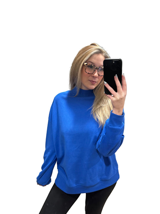 LDC Solid Color Oversized Mock Neck Sweatshirt