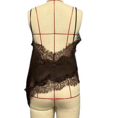 Fashionable Lace Splice Trim Camisole: White / S