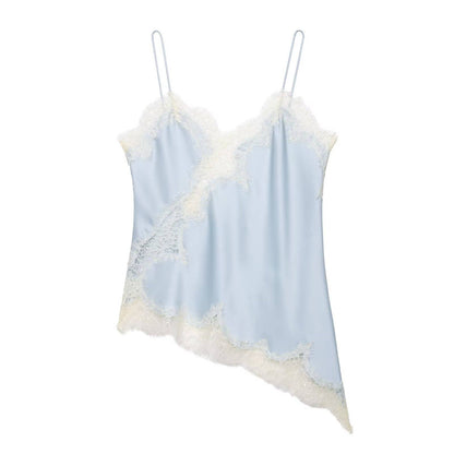 Fashionable Lace Splice Trim Camisole: White / S