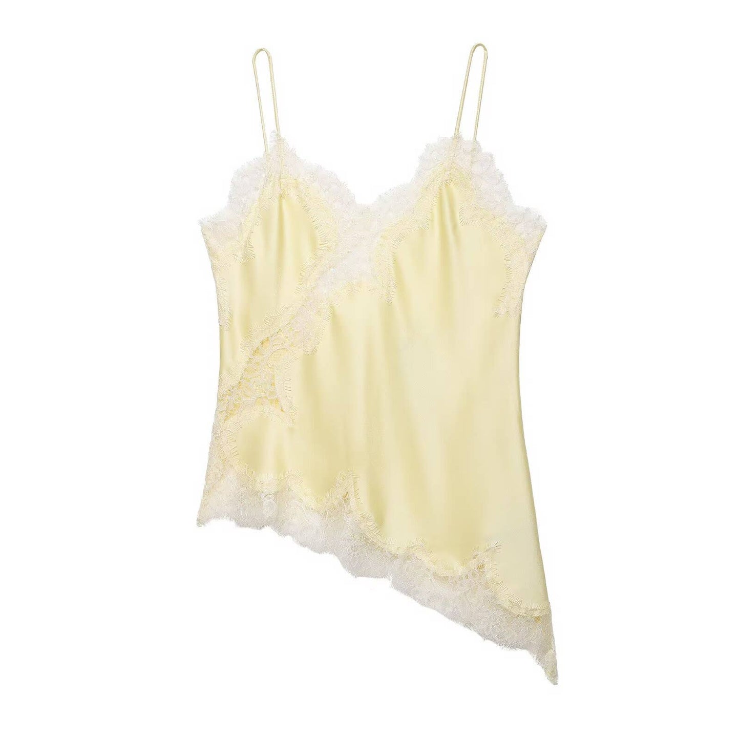 Fashionable Lace Splice Trim Camisole: White / S
