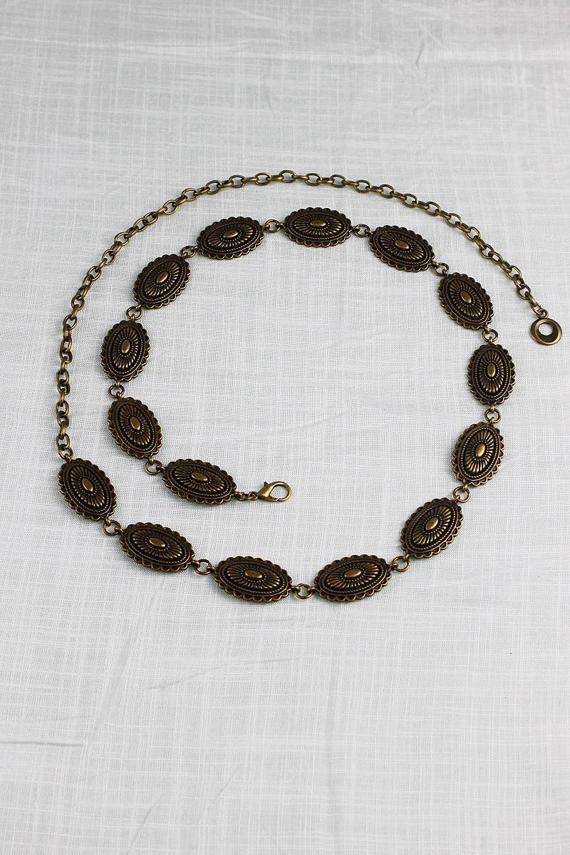 Vintage Western Chain Belt – Signature Oval Buckle: Antique Silver