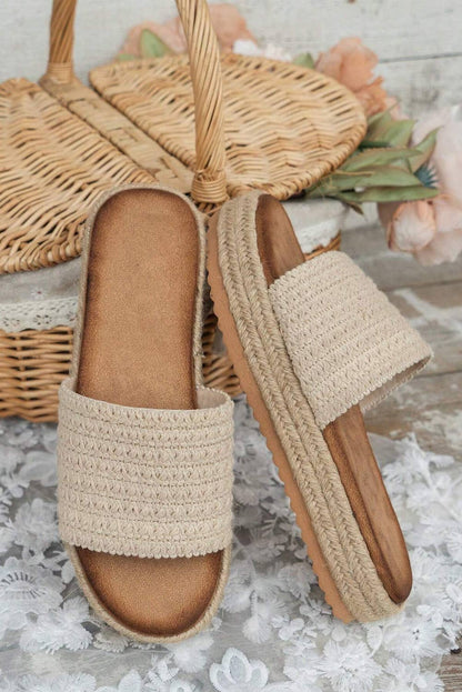 LDC Boho Woven Non-slip Wedge Slippers: Beige / (US 8)39