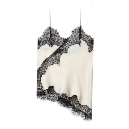 Fashionable Lace Splice Trim Camisole: White / S