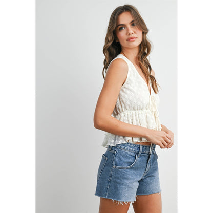 Tiered Ruffle Hem Tie-Front Tank Top